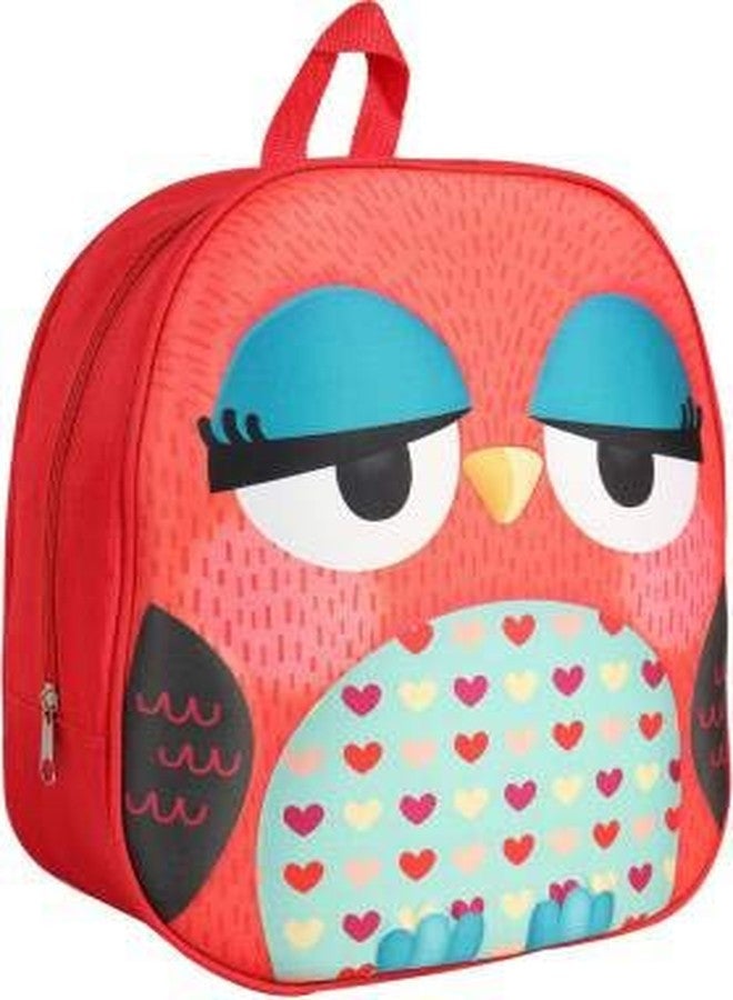 Ineffable Owl 3D Print Polyster Kids School Bag/School Backpack for Kids (Red) - Image 2
